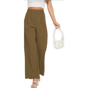 FUNYYZO Wide Leg Pants Women's High Elastic Waisted The Back Business Work L PP